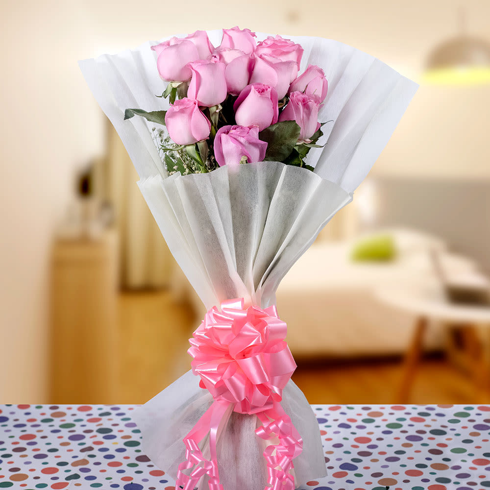  Hearty Wishes A bunch of Pink Roses