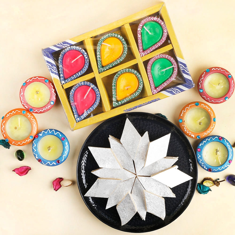  Kaju Katli with Diyas