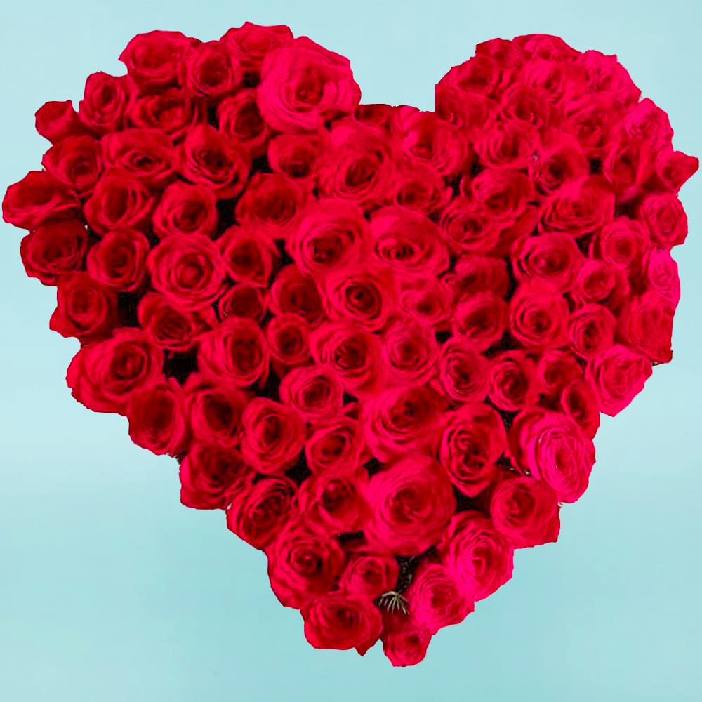  Heart Shape arrangement of Red Roses
