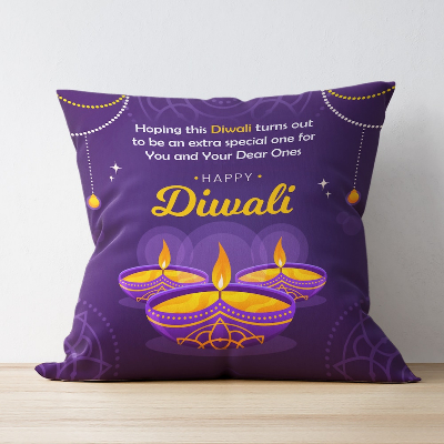 Purple Happy Diwali Cushion