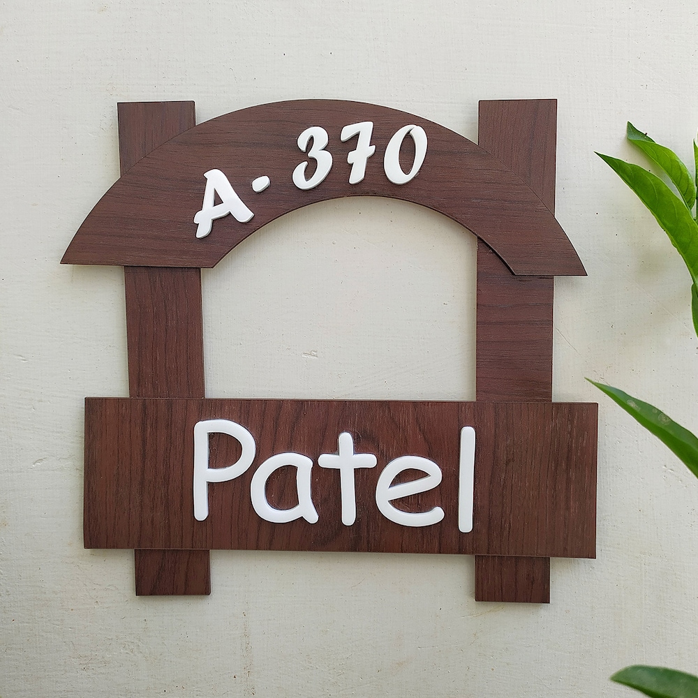  Smiling wooden name plate