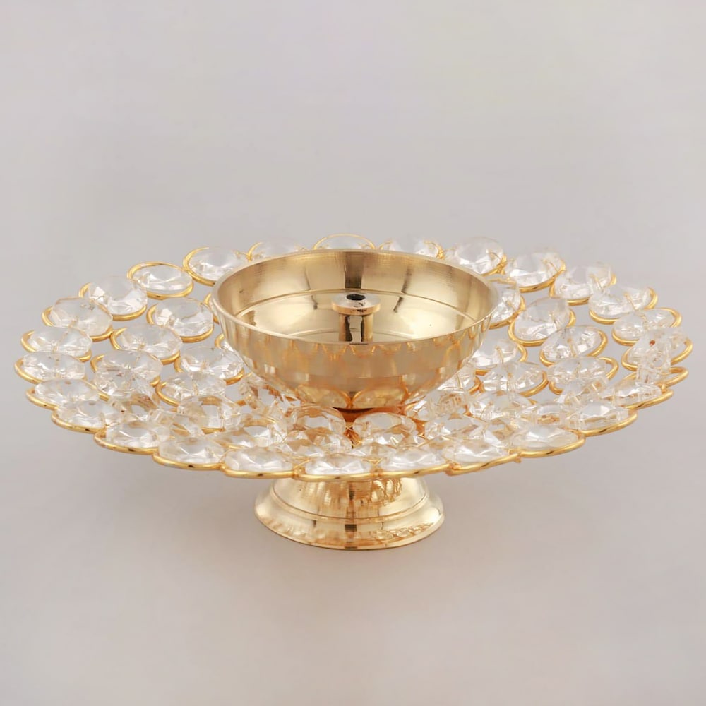  Akhand Diya Brass Oil Puja Lamp for Home Office