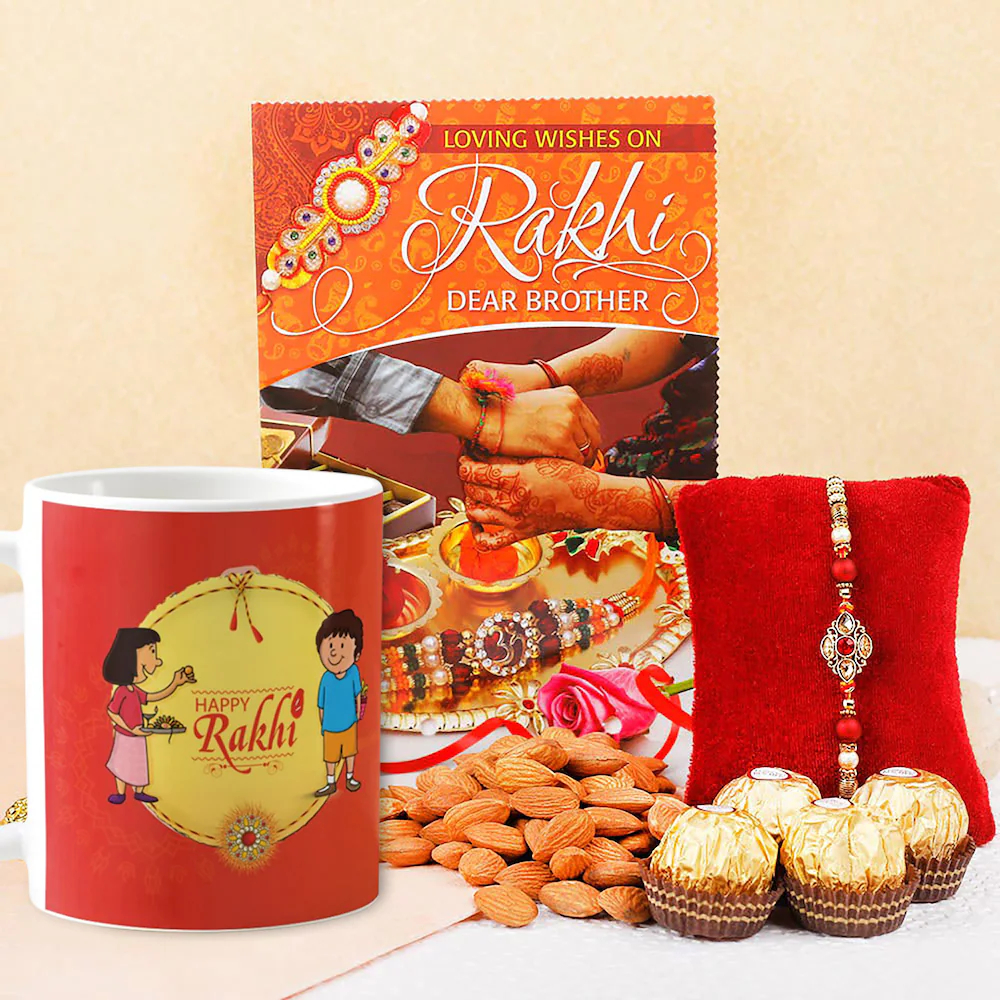  Fancy Rakhi With Mug & Greeting Card