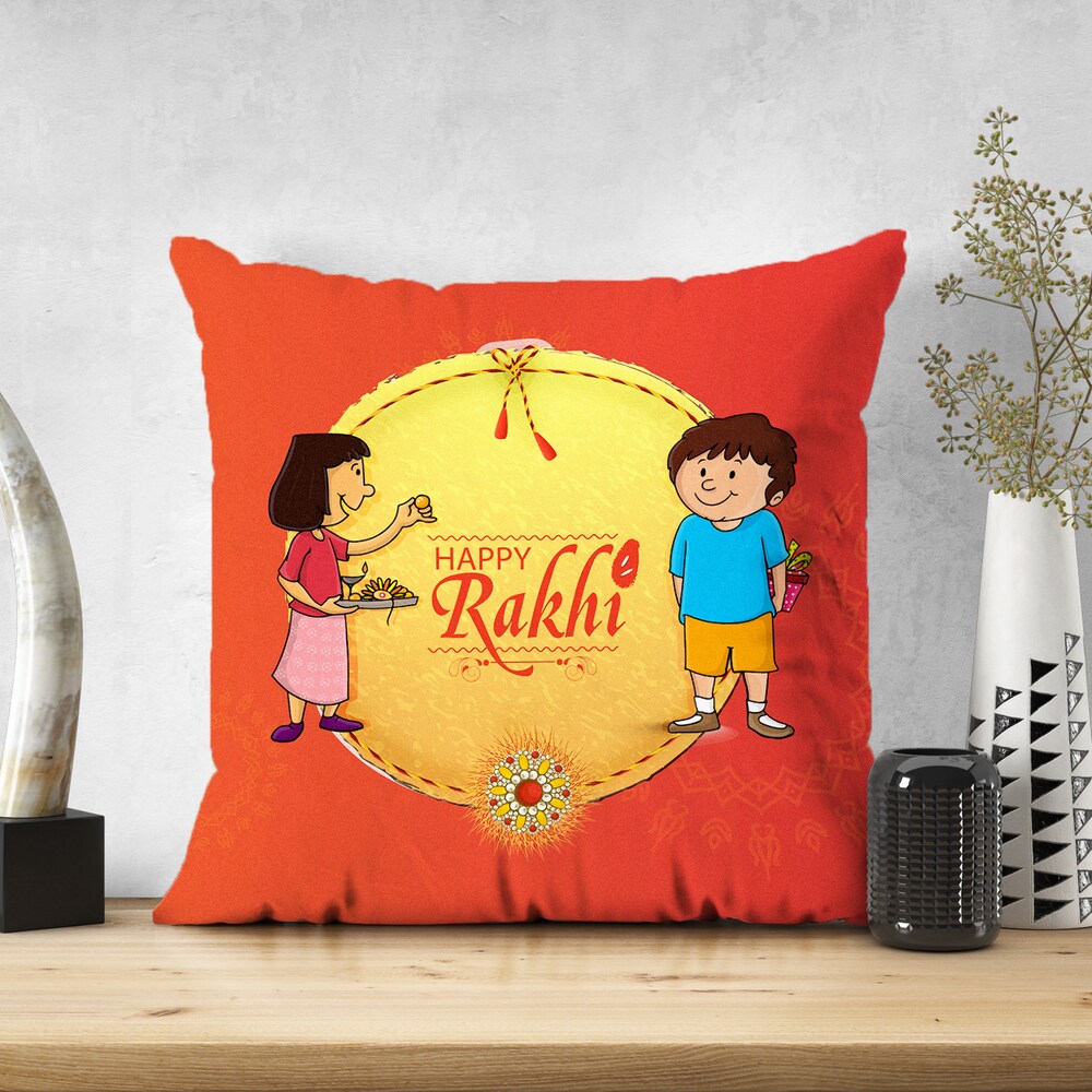  Colorful Happy Rakhi Cushion