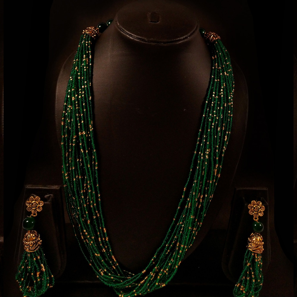  Green MultiBeaded Necklace Set