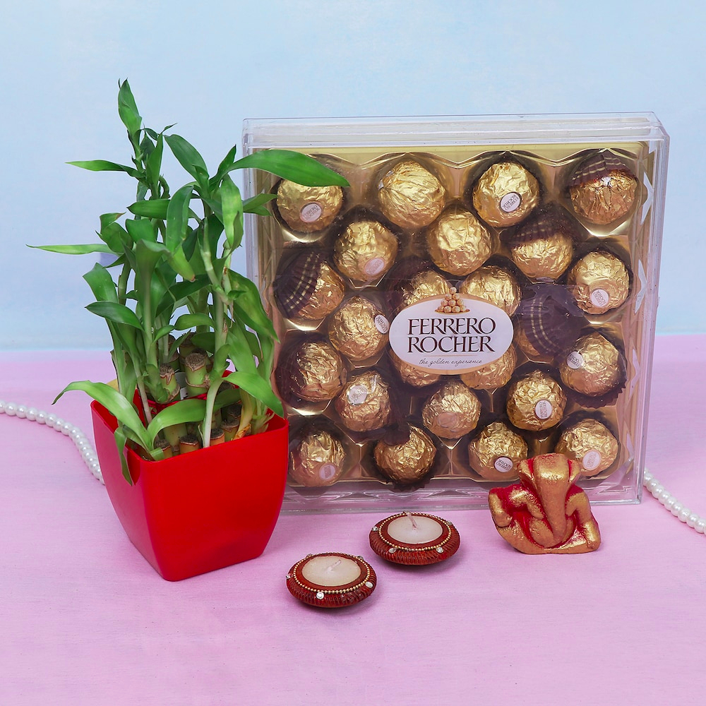  Ferrero chocolates with Ganesha & Plant