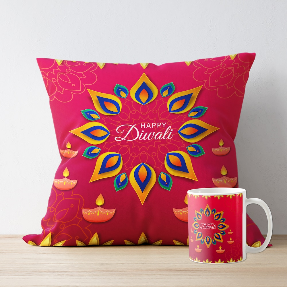  Light of Diwali Mug & Cushion Combo