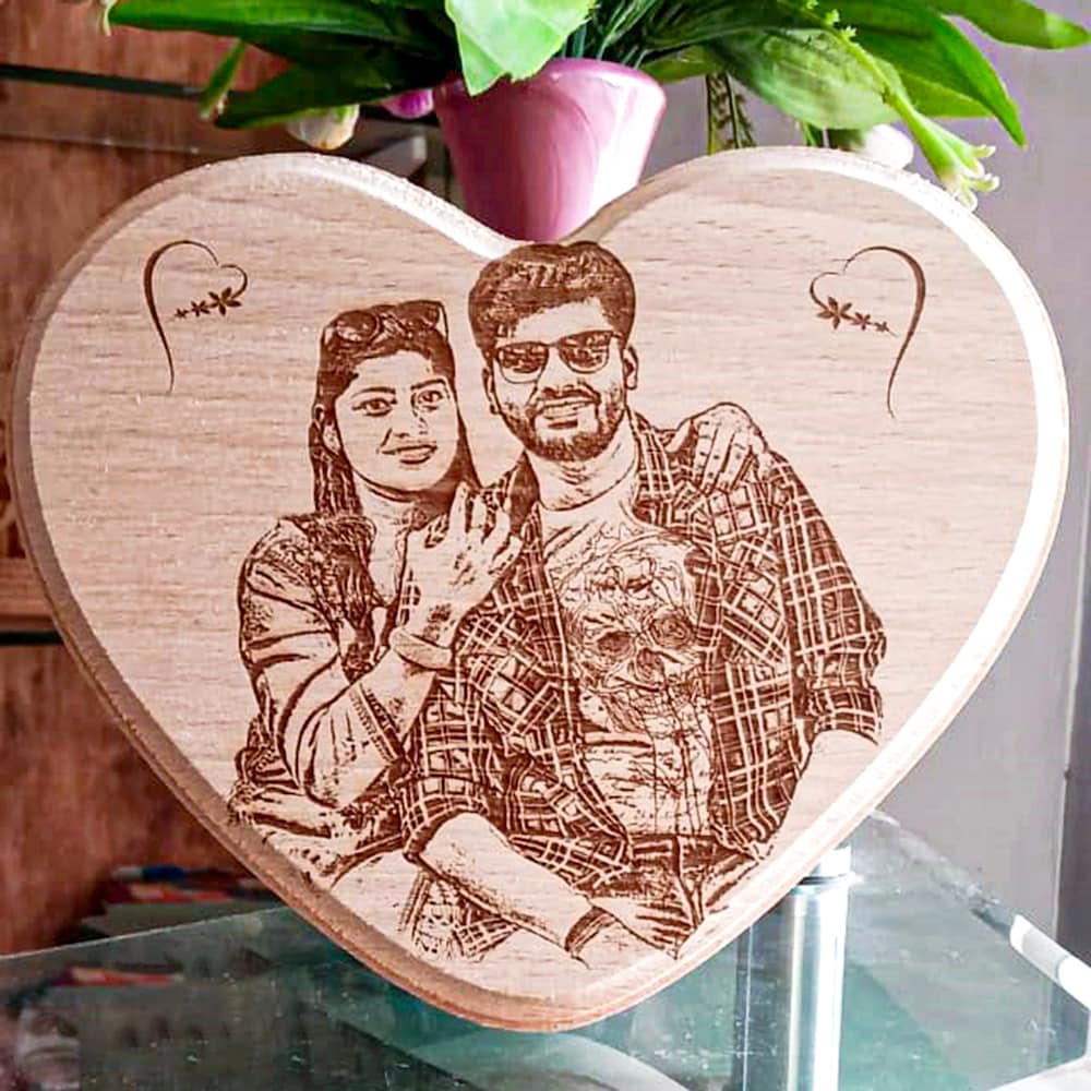  Personalised Heart Shaped Wooden Plaque