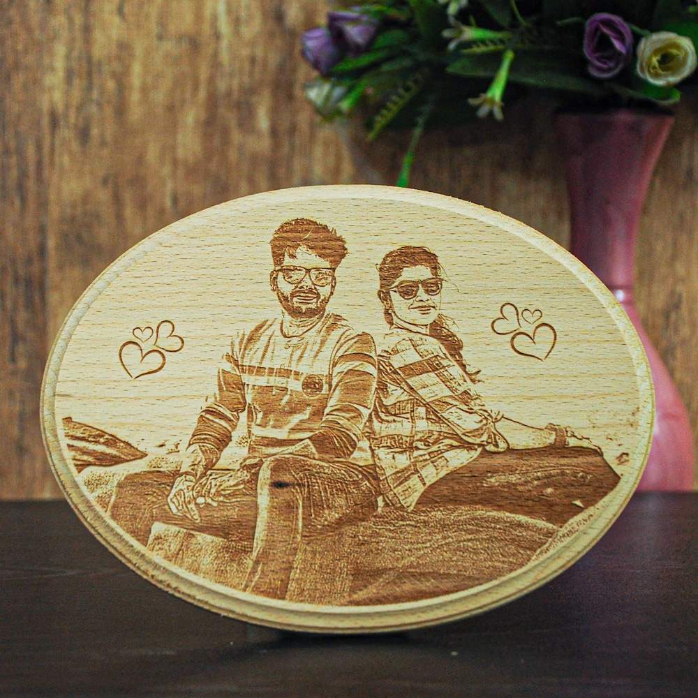  Personalised Oval Shaped Wooden Frame