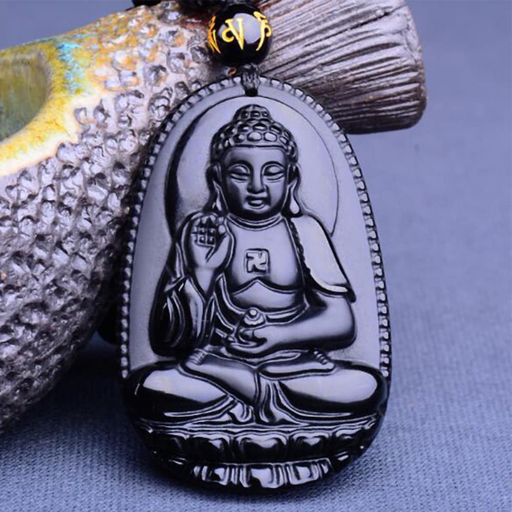  Natural Black Stone Buddha unisex Pendant