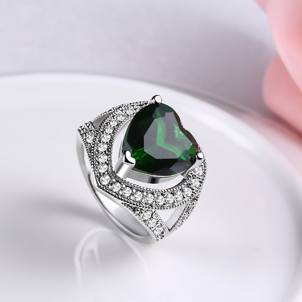  Olive Green Crystal Ring
