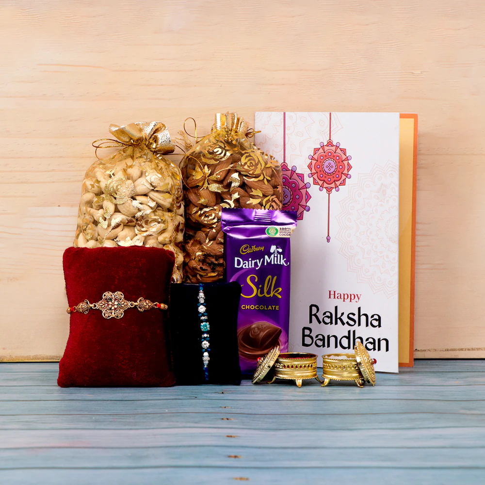  Ethnic Bro Rakhi With Dry Fruits N Cadbury Silk