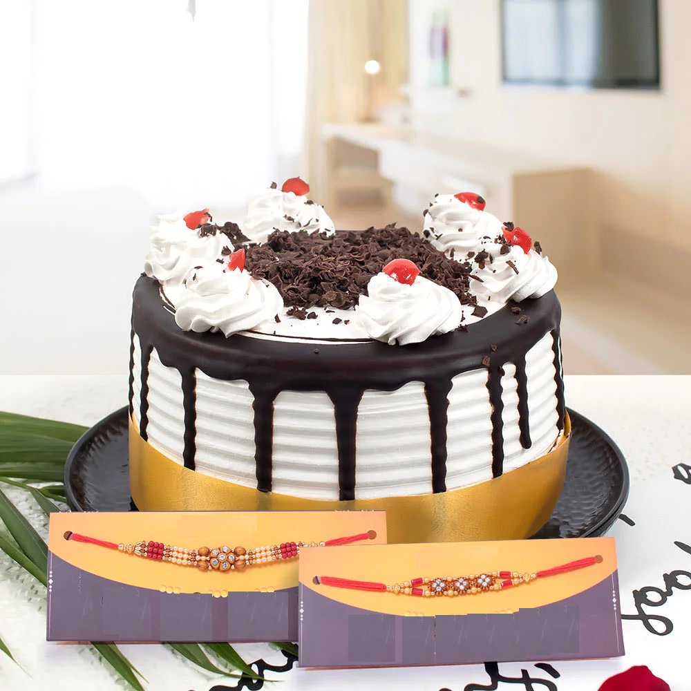 Duo Rakhis With Black Forest Cake