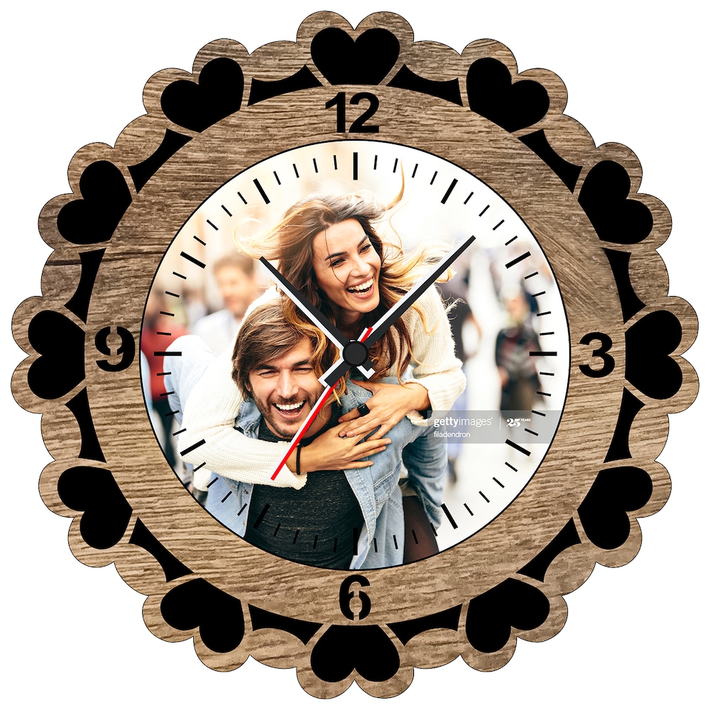  Round Wood Framed Personalized Clock