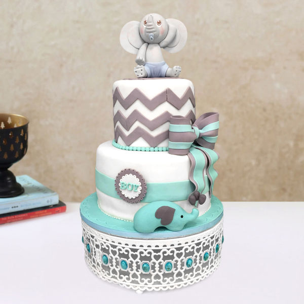  Fondant Butterscotch Baby Shower Cake
