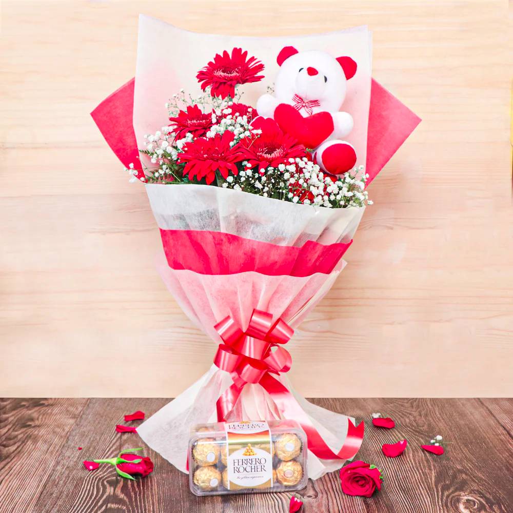  Vibrant Gerberas Bouquet Combo