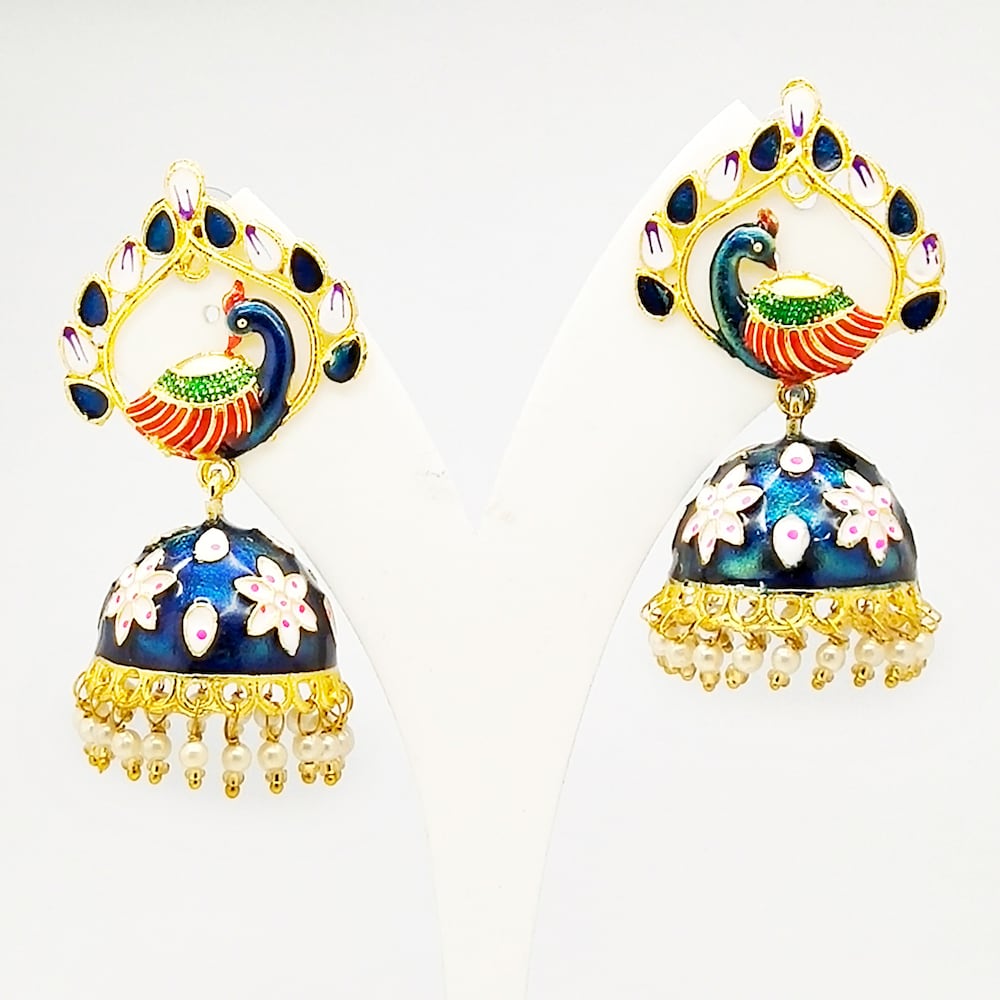  Peacock Blue Kundan Earring