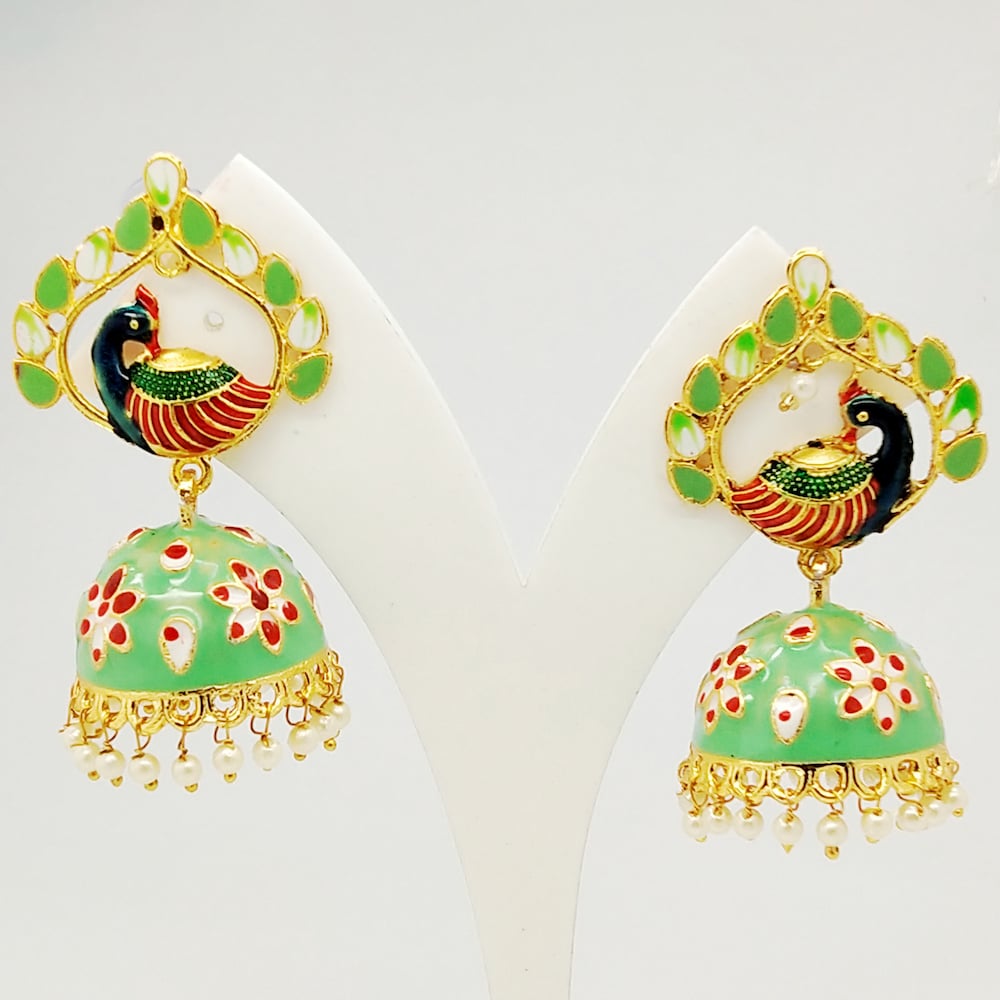  Peacock Green Kundan Earring