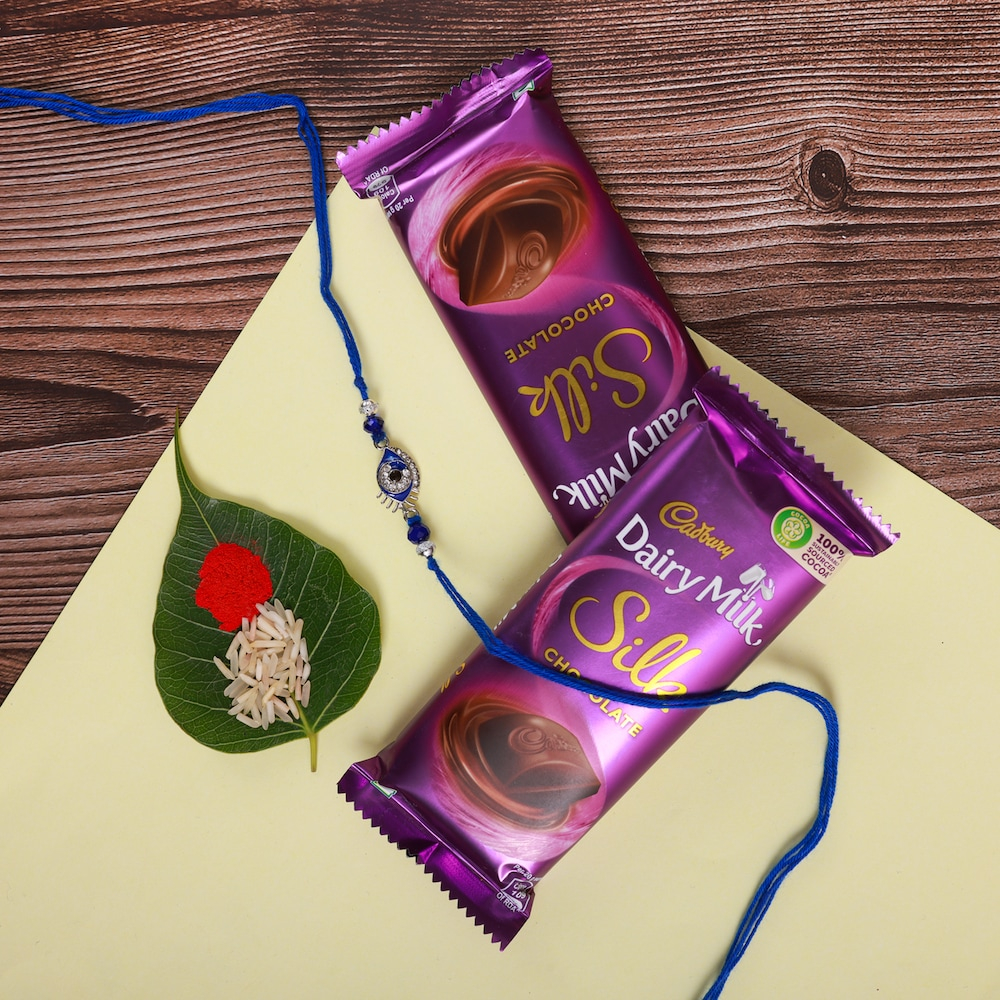  Evil Eye Rakhi With Silk Combo