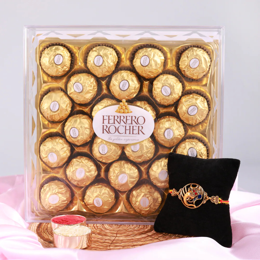  Ganesha Rakhi and Ferrero Rocher Combo