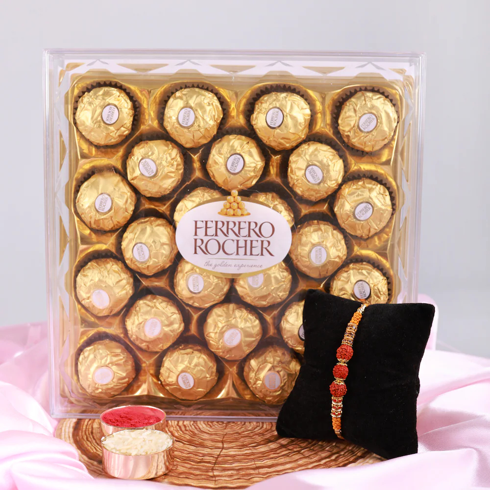  Ferrero Rocher With Rudraksh Rakhi Combo