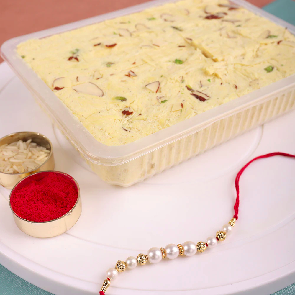  Gold Pearl Rakhi With Combo