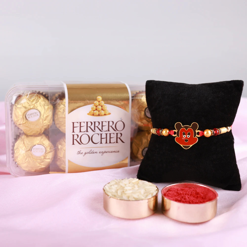  Mickey Mouse Rakhi And Ferrero Rocher Premium Chocolate