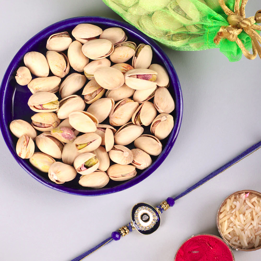  Evil Eye Beads Designer Rakhi With Pistachio