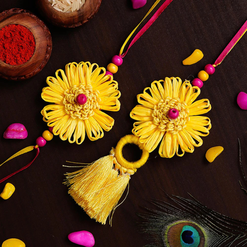  Yellow Sunflower Couple Rakhi