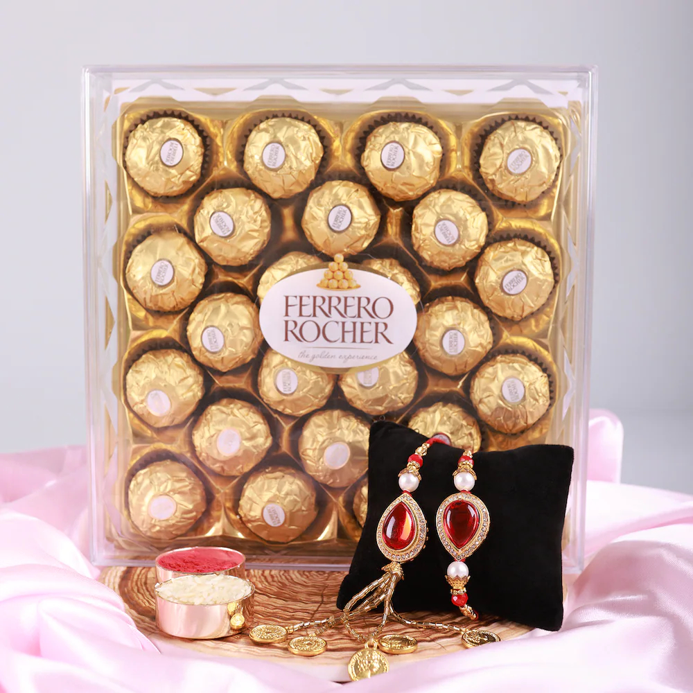  Bhaiya Bhabhi Rakhi With Big Ferrero Rocher Chocolate
