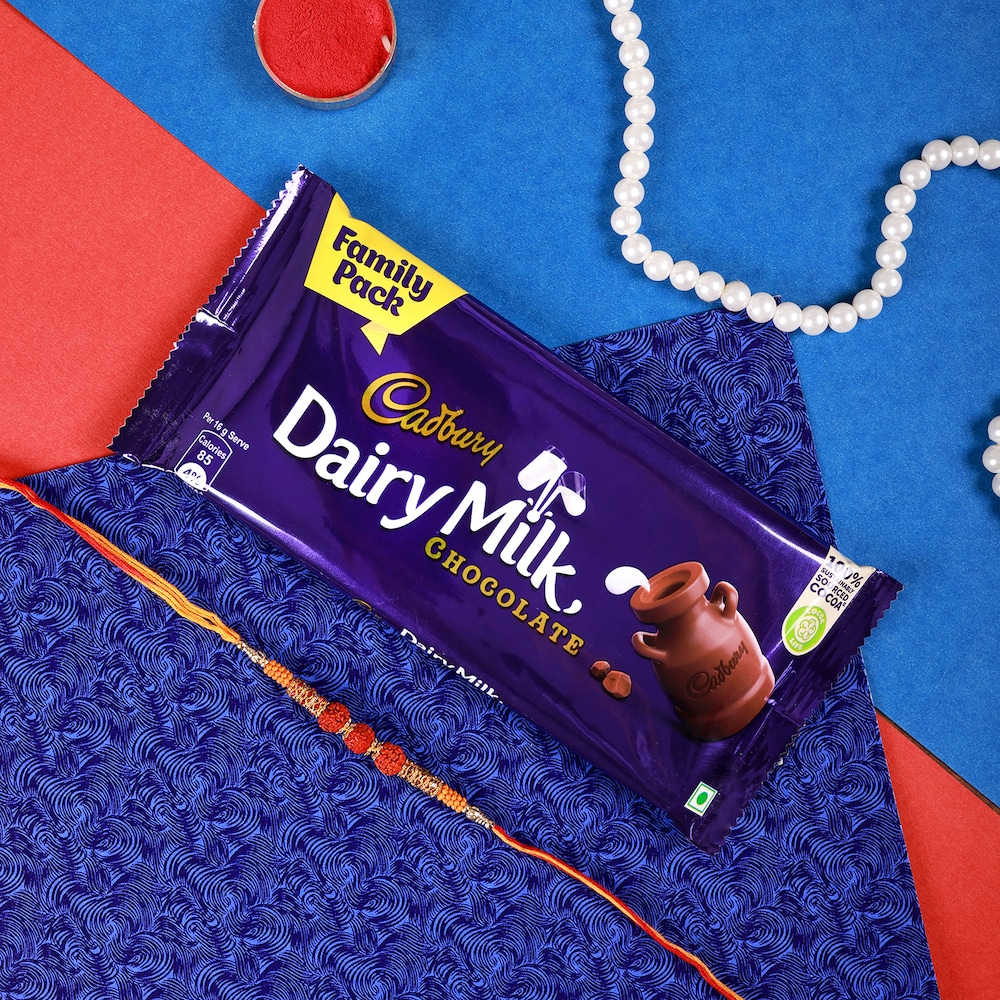  Rudraksh Rakhi With Cadbury Dairy Milk Chocolate Bar