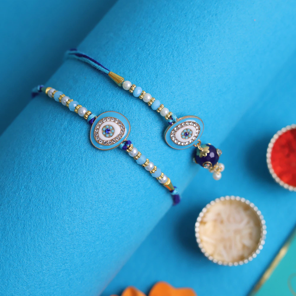  Bhaiya Bhabhi Evil Eye Rakhi Set
