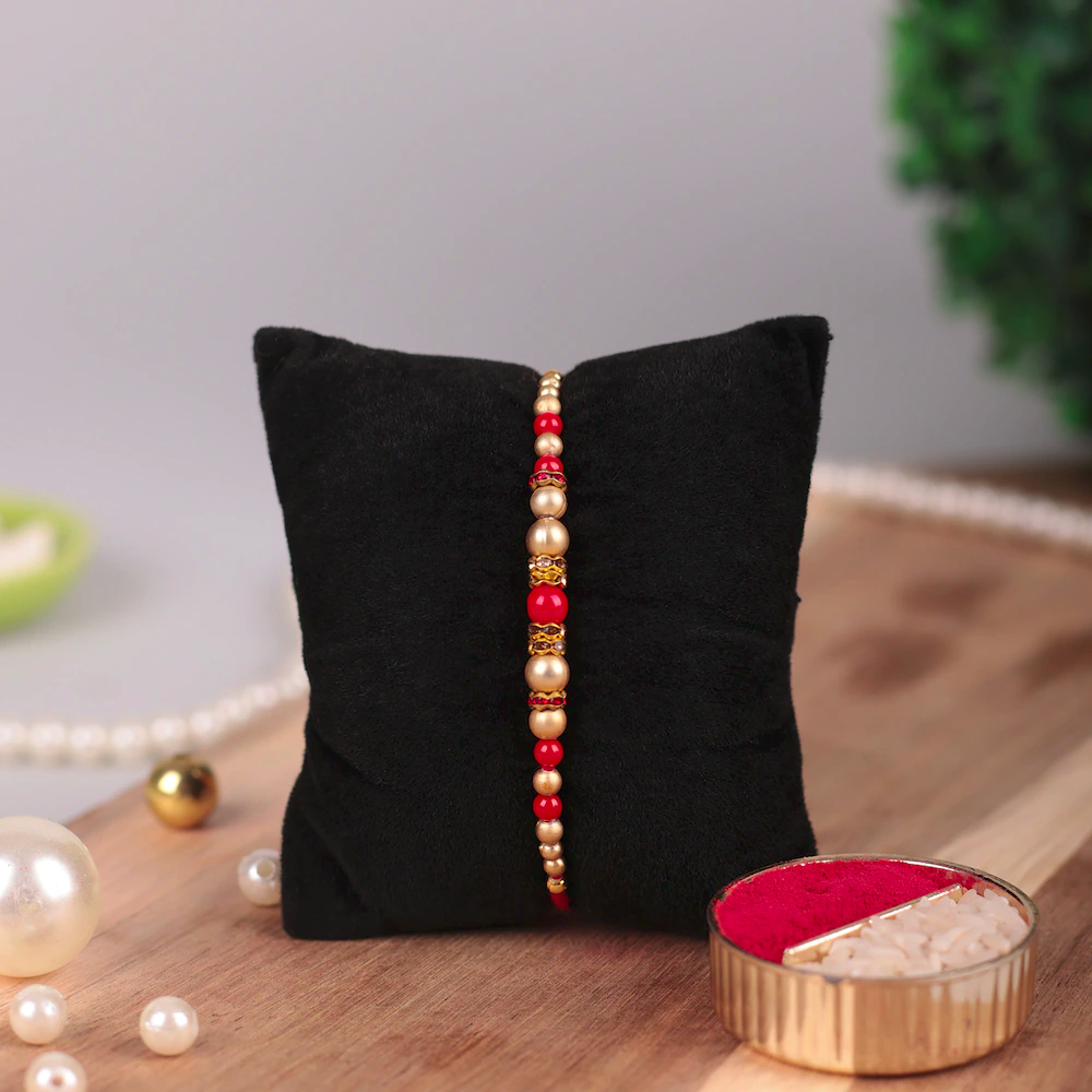  White & Red Pearl Rakhi