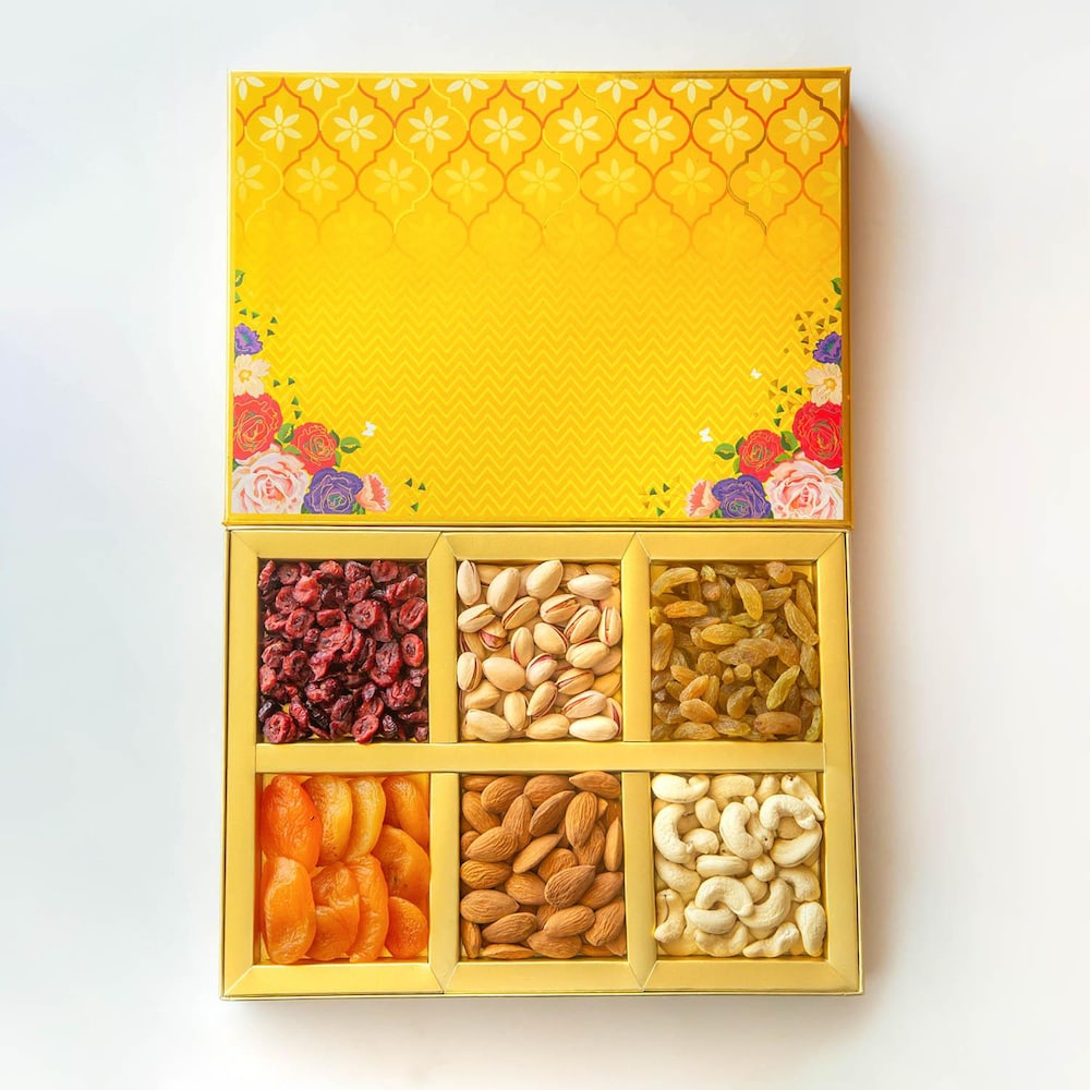  Delectable Dry Fruits in Beautiful Floral Gift Box