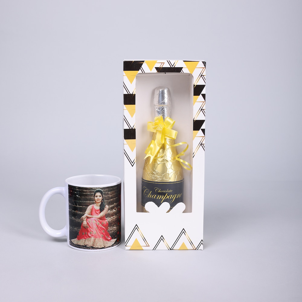  ChampagneShaped Chocolate With Mug