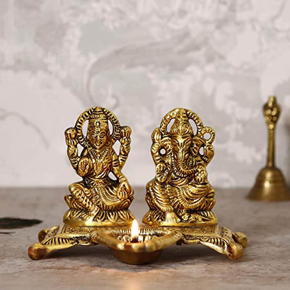  Golden Goddess Laxmi With Lord Ganesha Idol