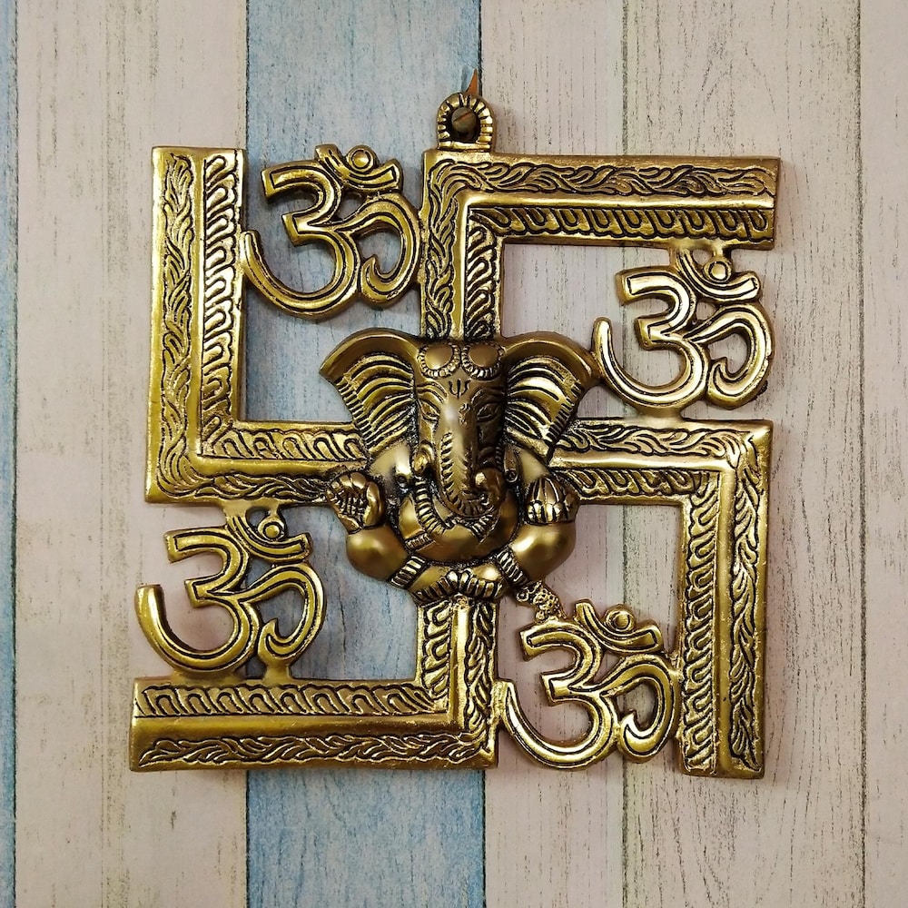  Ganesha With Swastik Wall Hanging