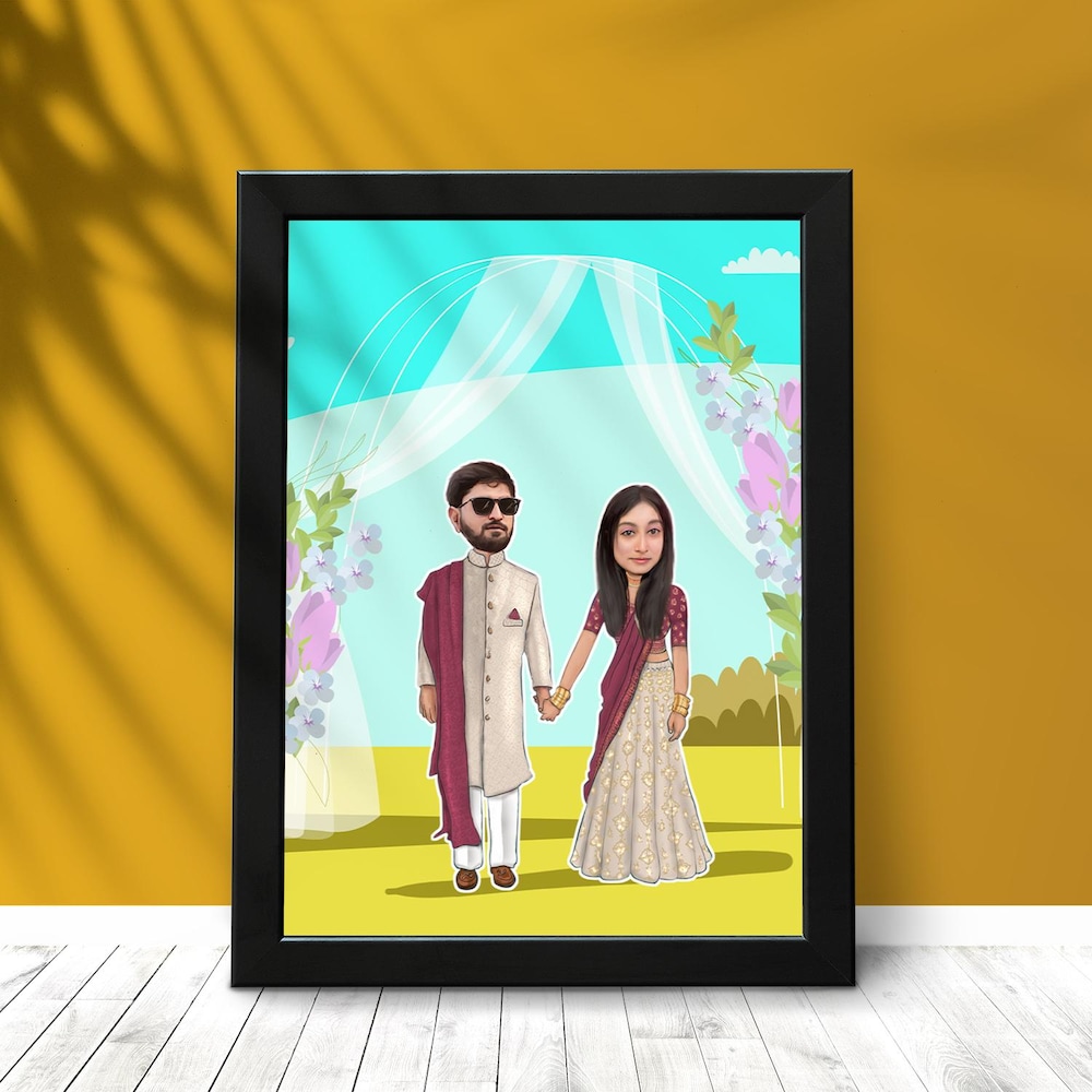  Holding Hands Couple Caricature Art