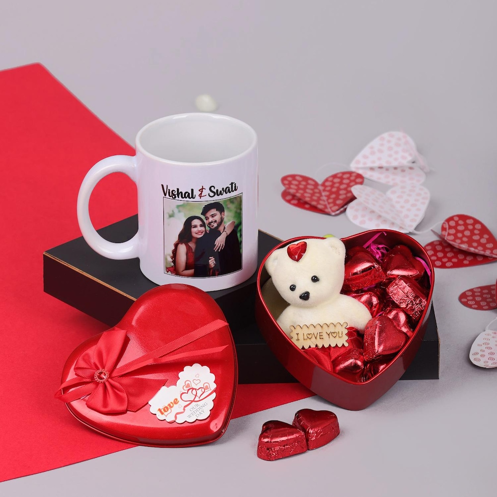 Personalized Mug And Chocolates with Teddy