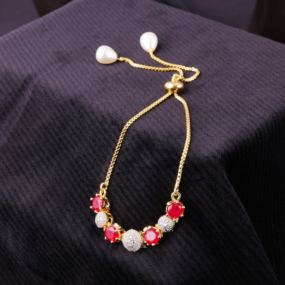  White Red Stone Bracelet