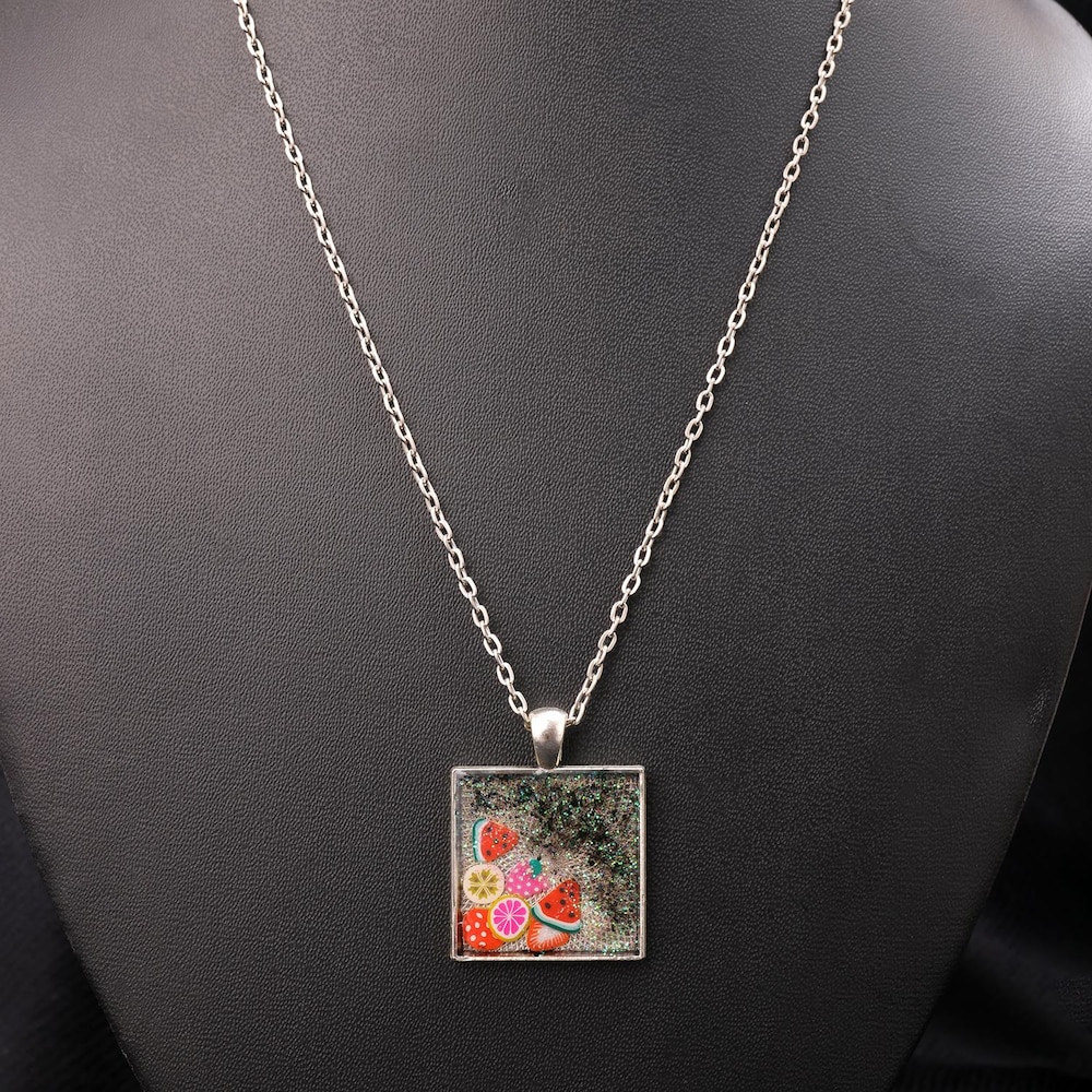  A Lovely Surreal Fruity Square Pendant