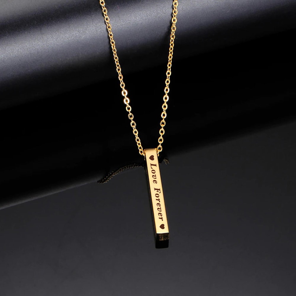  Gleaming Gold Personalized Bar Pendant