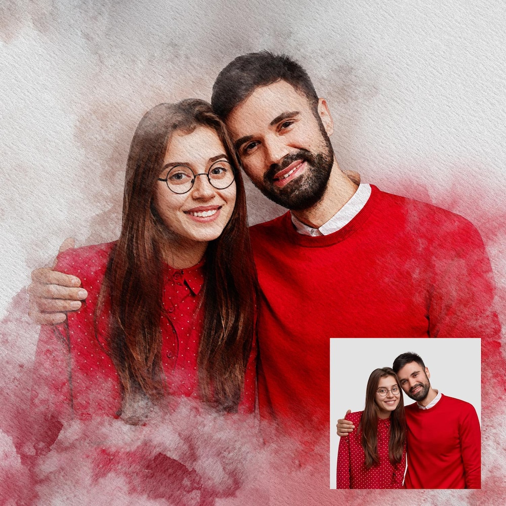  Lovely Couple Water Color Art