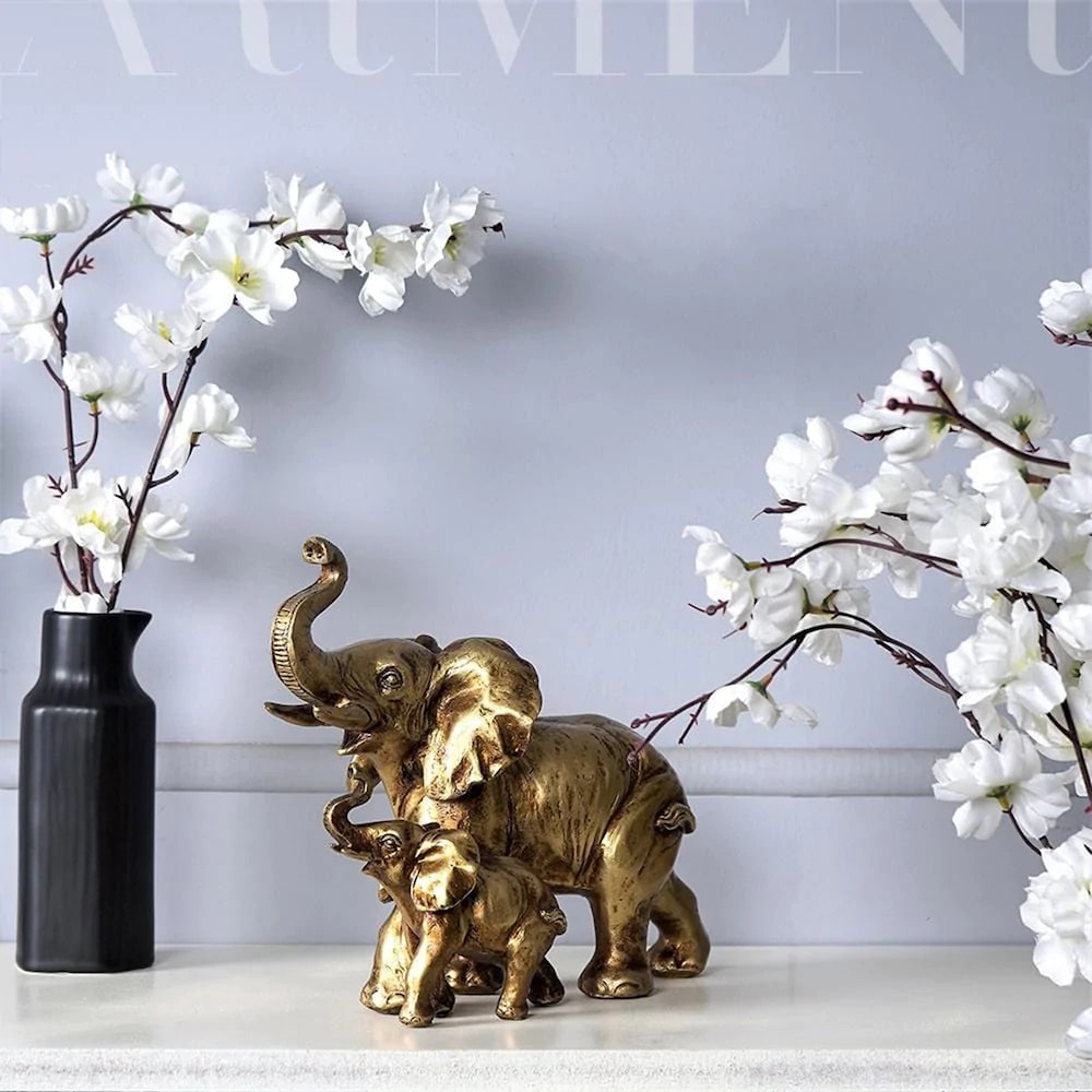  Elephant And Calf Trumpet Decor Miniature