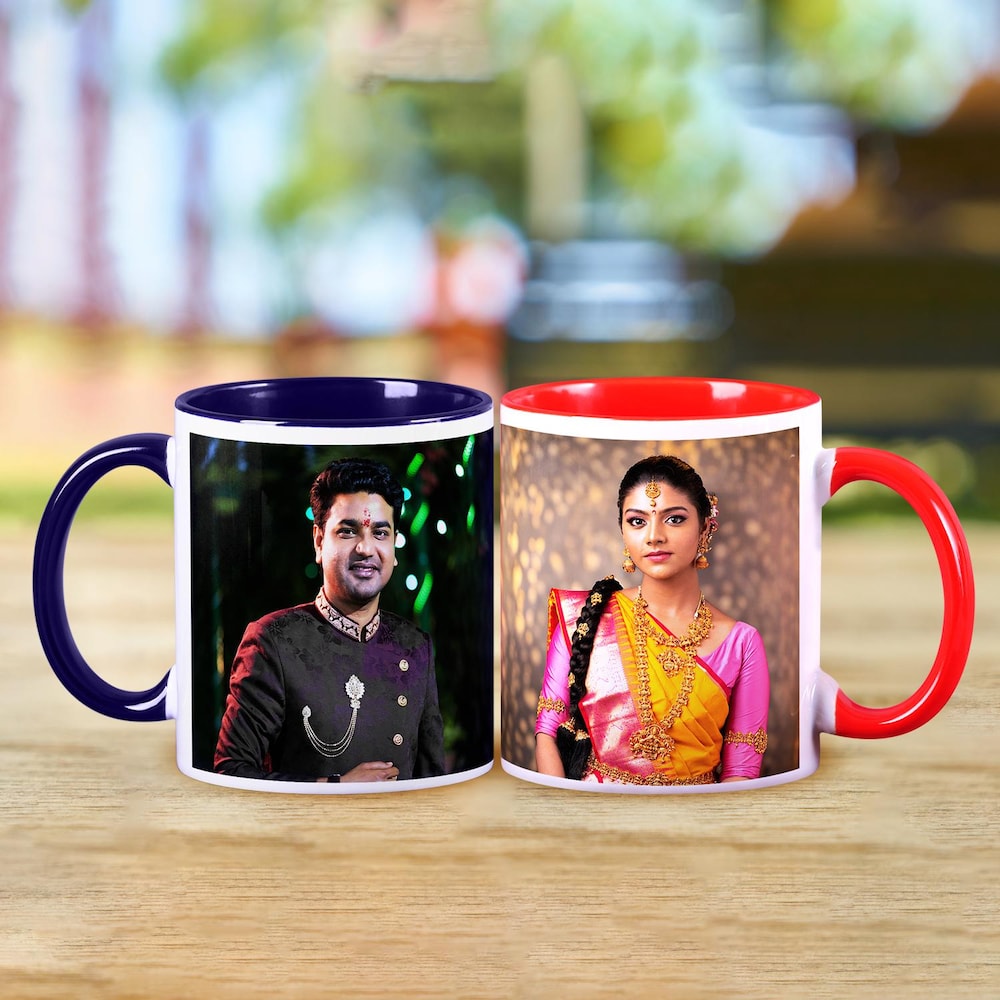  Blue And Red Personalized Rakhi Mug Combo