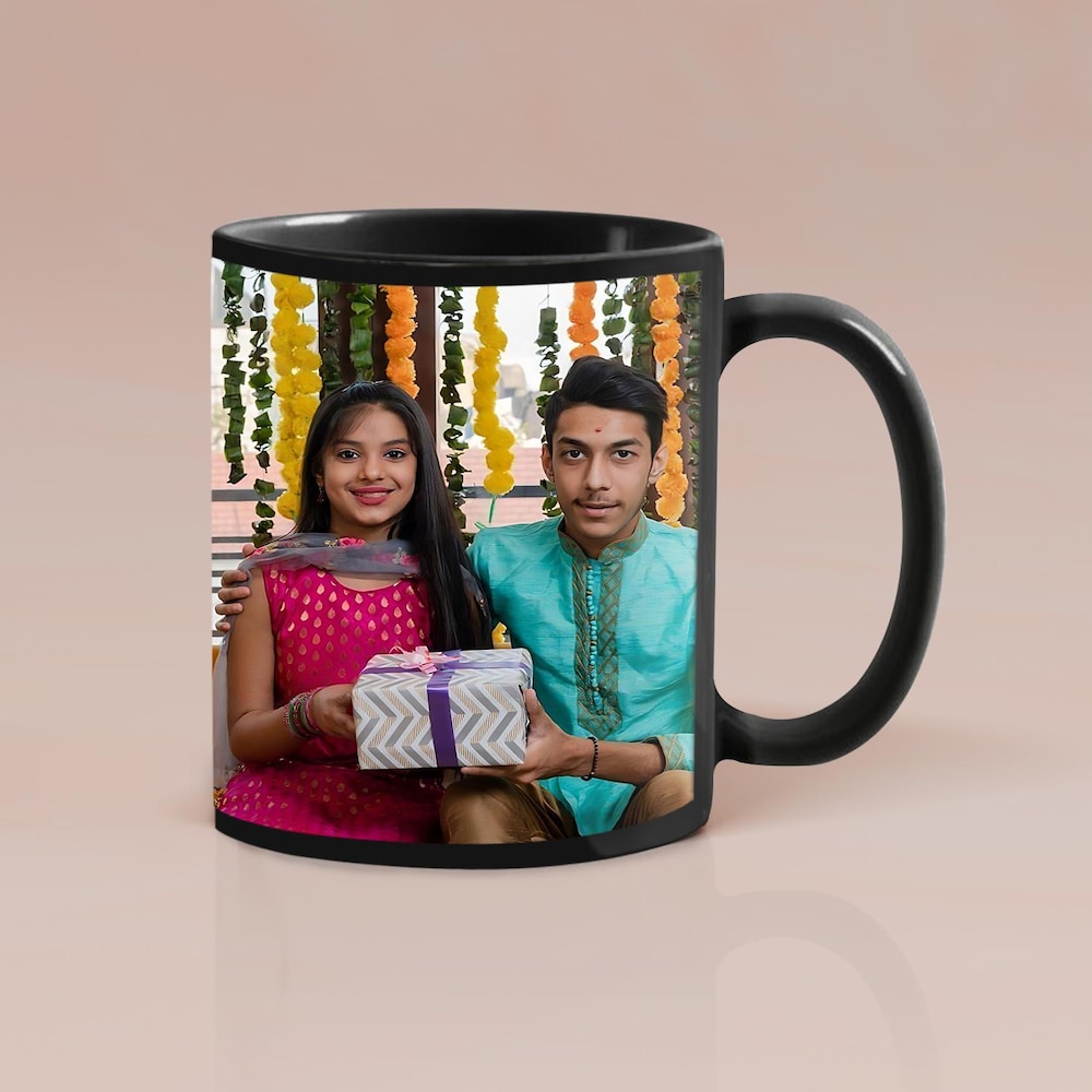  Beautiful Personalized Rakhi Black Mug