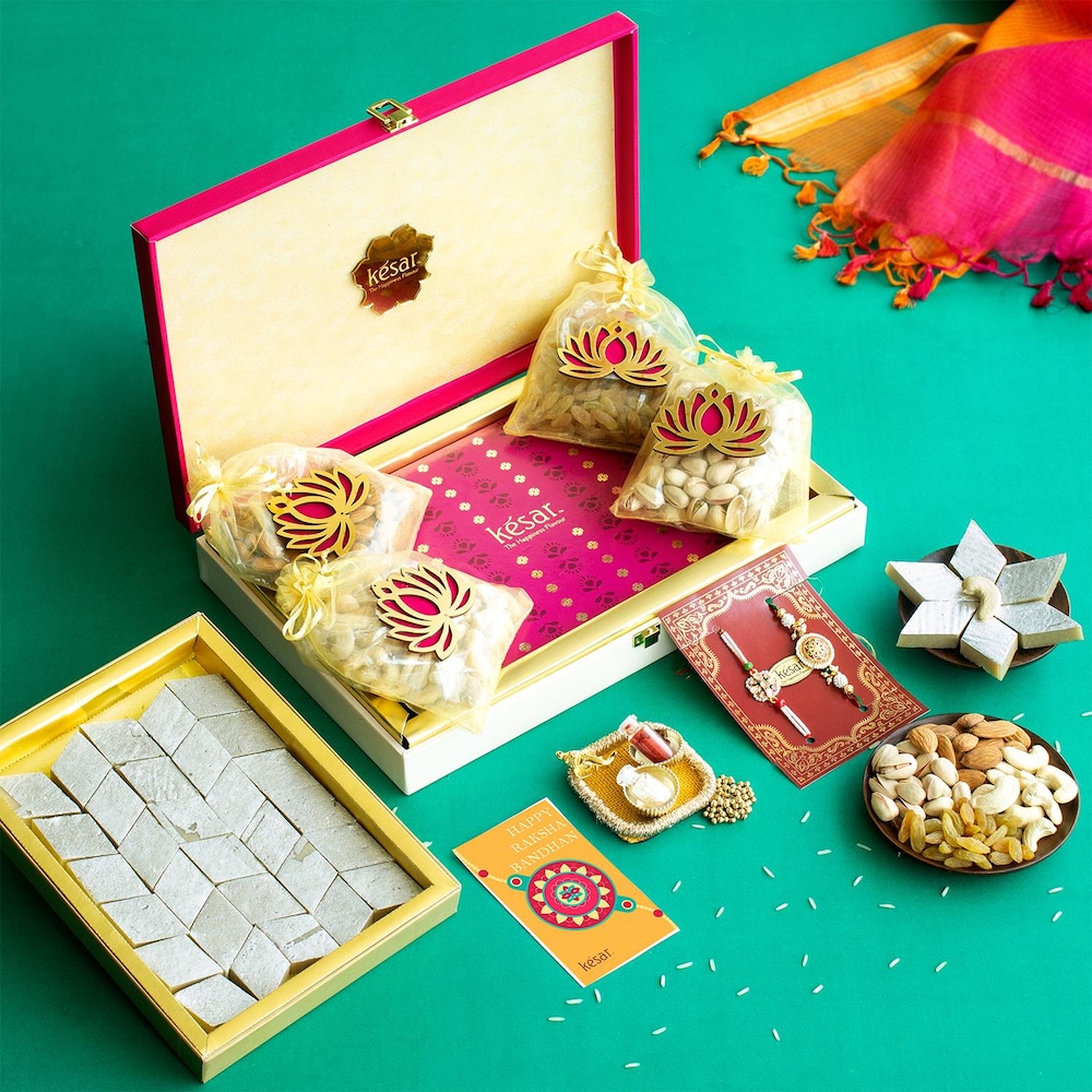  Delicious Premium Nuts And Rajputana Rakhi Combo