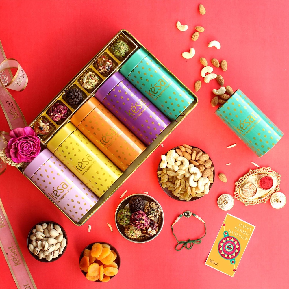  MouthWatering Nuts Tin And Rakhi Combo