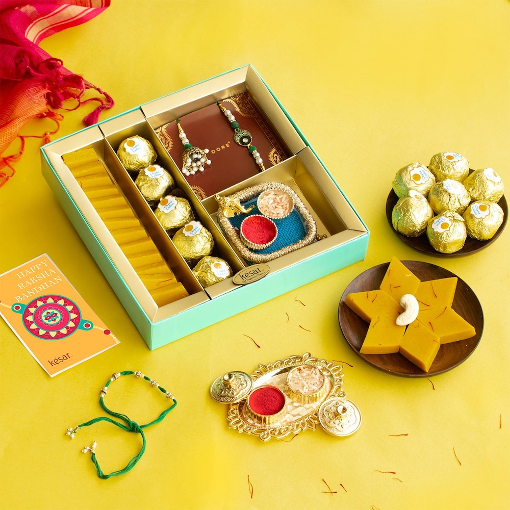  Delectable Kaju Kesar Katli And Rakhi Combo