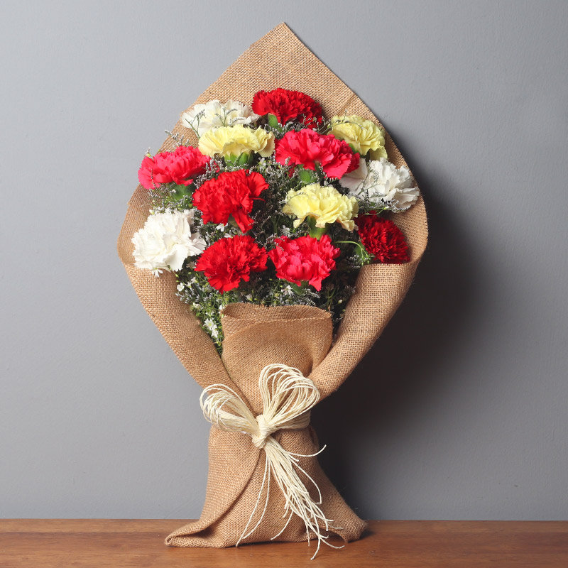  Carnation Jute Bouquet
